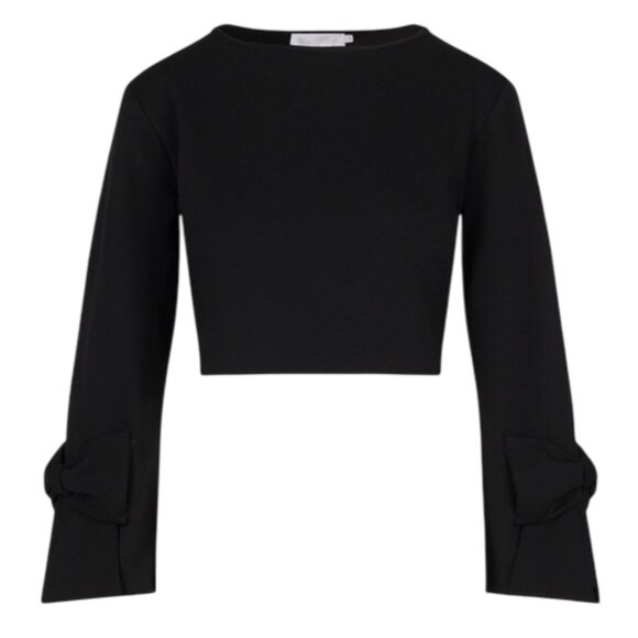 Anne Fontaine Tops - Anne Fontaine Twist Top black cropped sweater size 44 US 12 L statement Bows